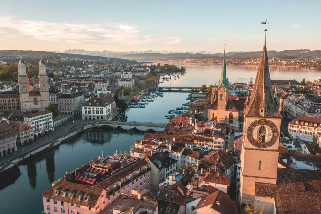 Vue panoramique de zurich en suisse